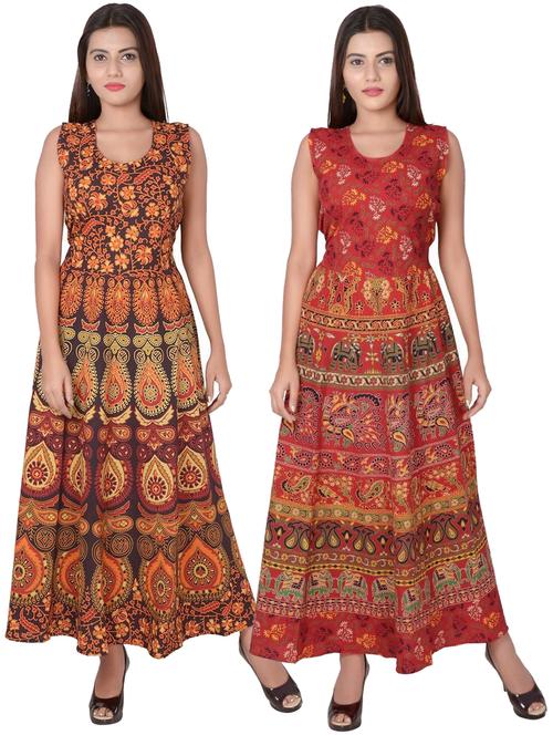 pack of 2 fit & flare ethnic dress - 20244117 - Very Small Image - 1