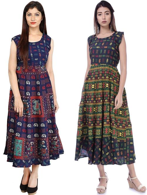 pack of 2 fit & flare ethnic dress - 20244292 - Very Small Image - 1