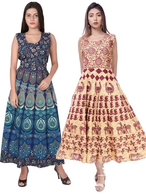 pack of 2 fit & flare ethnic dress - 20244319 - Very Small Image - 1