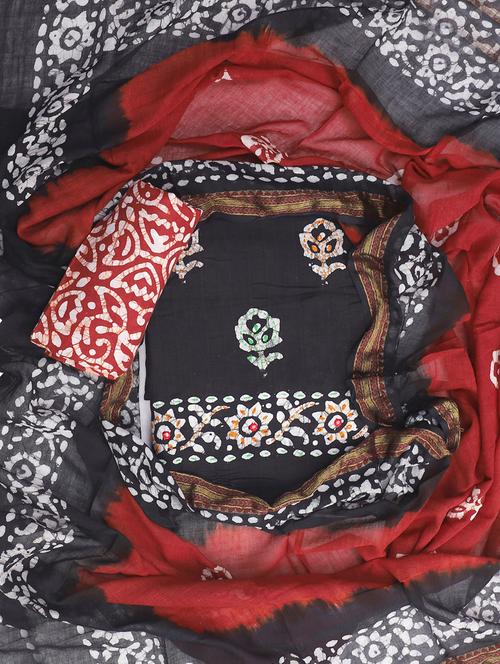 women black batik print unstitched suits - 20244369 - Very Small Image - 1
