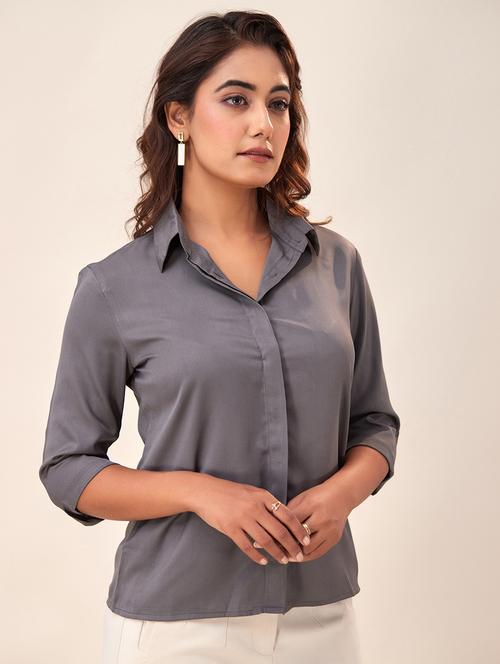 women solid formal shirt - 20244510 - Very Small Image - 1