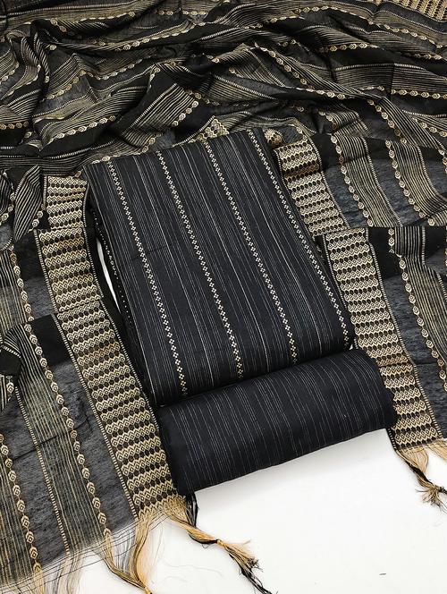 black colored unstiched dress - 20244978 - Very Small Image - 1