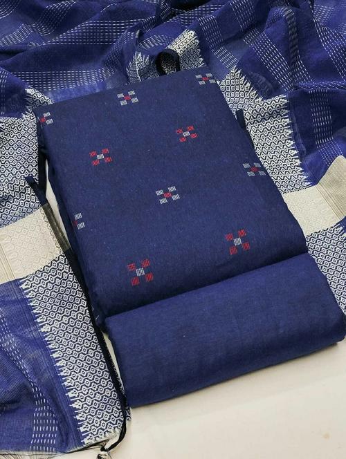 blue self design unstitched suit set - 20245145 - Very Small Image - 1