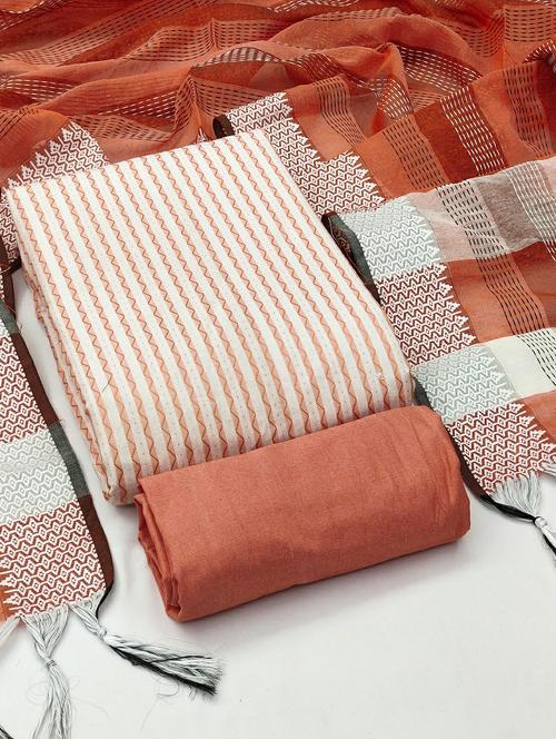 orange striped unstitched suit set - 20245150 - Very Small Image - 1