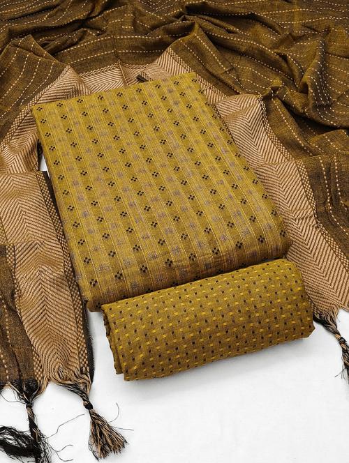 olive self design unstitched suit set - 20245169 - Very Small Image - 1