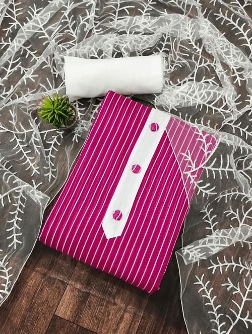 pink striped unstitched suit set - 20245223 - Very Small Image - 1