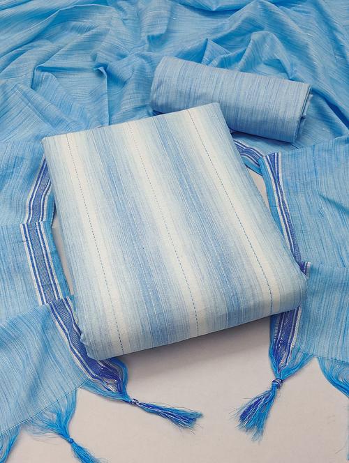 sky blue self design unstitched suit set - 20245252 - Very Small Image - 1