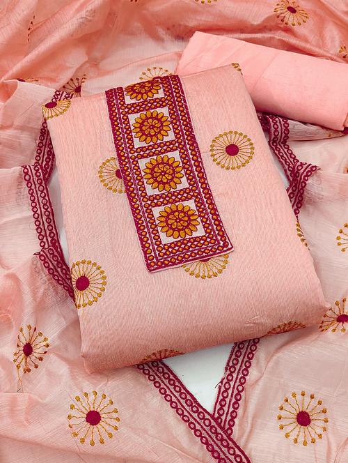 embroidered unstitched salwar suit set - 20245285 - Very Small Image - 1