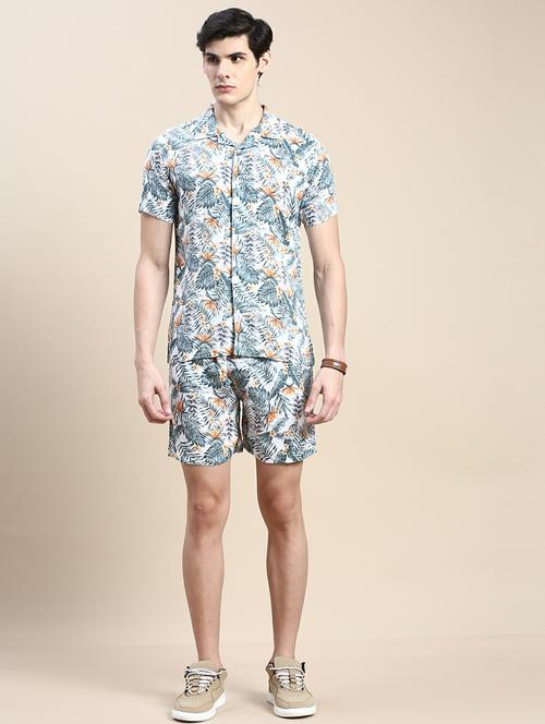 men printed shirt & shorts co-ord set - 20245515 - Very Small Image - 1