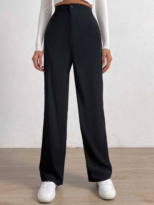 black solids high rise flat front trousers - 20245880 - Very Small Image - 1