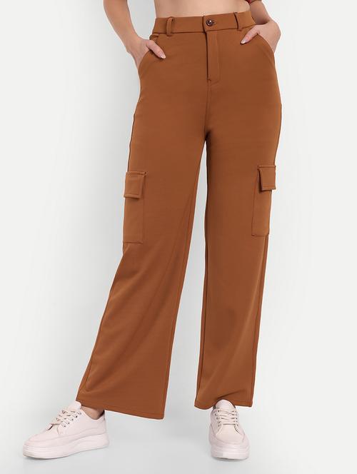 brown solids cagos trousers - 20246195 - Very Small Image - 1