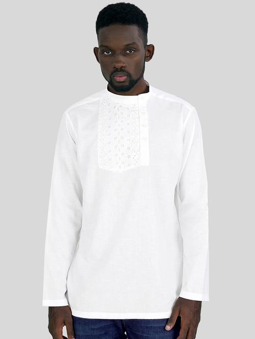men white linen kurta - 20246825 - Very Small Image - 1