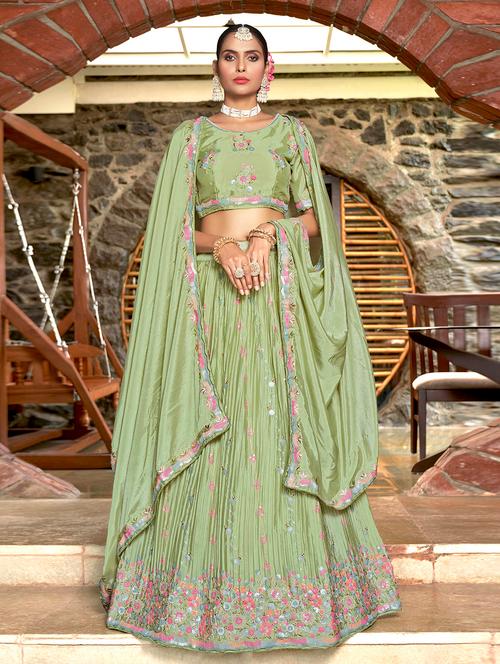 women neo mint embroidered lehenga choli with dupatta - 20246882 - Very Small Image - 1