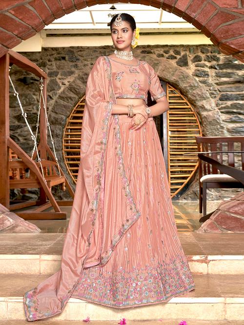 embroidered semi-stitched lehenga choli with dupatta - 20246883 - Very Small Image - 1