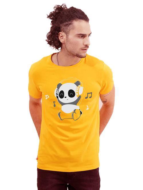 men yellow round neck regular t-shirts - 20249919 - Very Small Image - 1