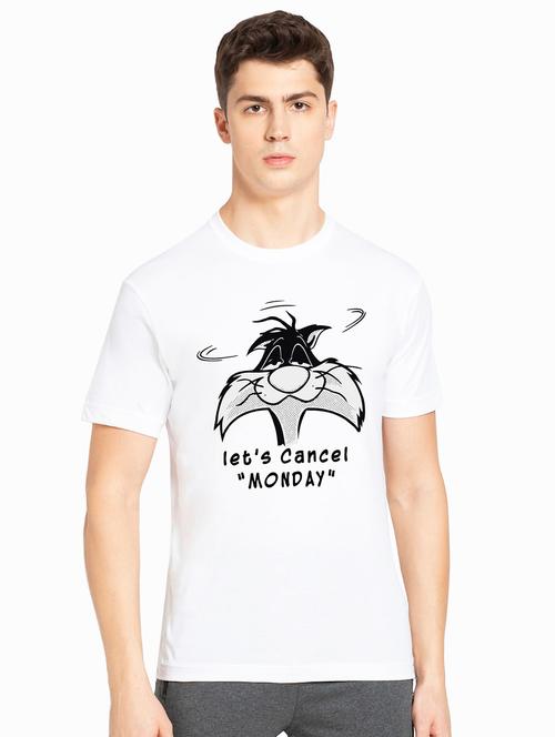 mens round neck front print regular t-shirt - 20250227 - Very Small Image - 1