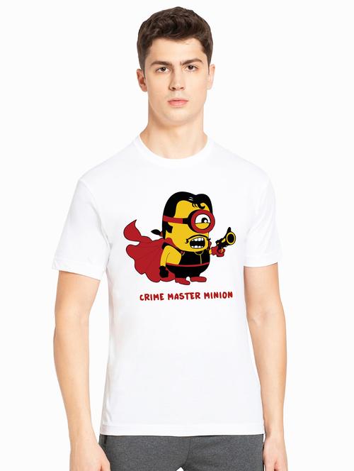 mens round neck chest print regular t-shirt - 20250230 - Very Small Image - 1