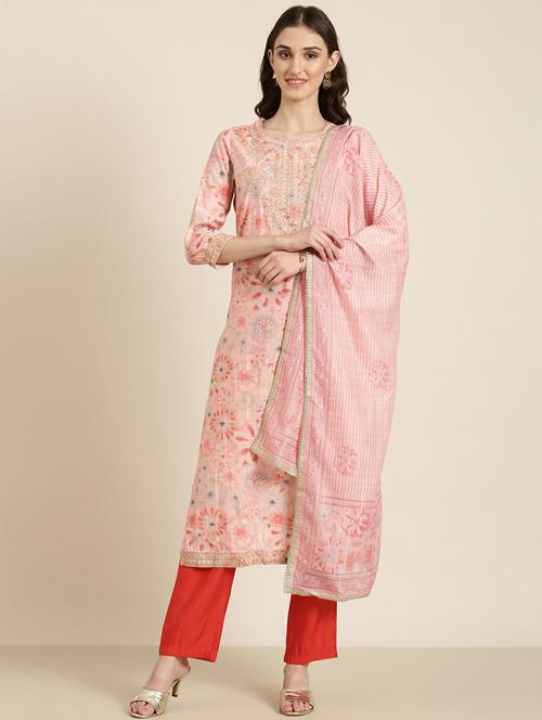 women printed round neck kurta pant set with dupatta - 20251410 - Very Small Image - 1