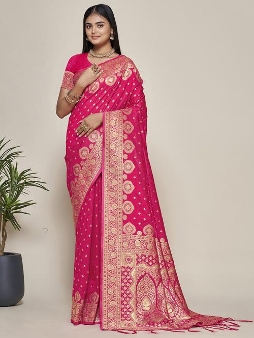 jacquard work banarasi saree with blouse - 20251707 - Very Small Image - 1