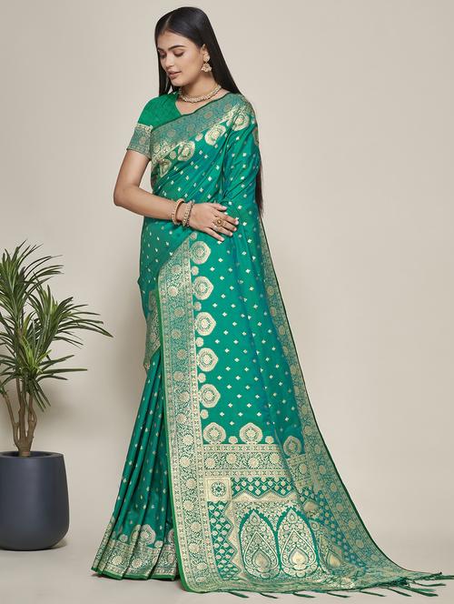 jacquard work banarasi saree with blouse - 20251862 - Very Small Image - 1