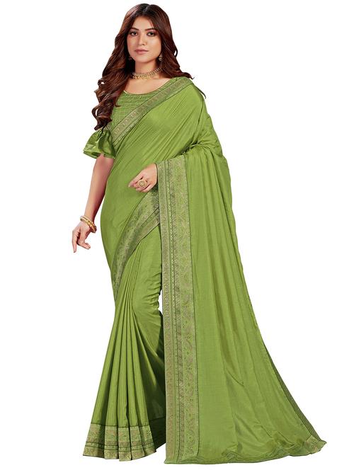 green colored bordered saree with blouse - 20251966 - Very Small Image - 1