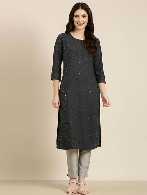 women embroidered cotton straight kurta - 20252400 - Very Small Image - 1