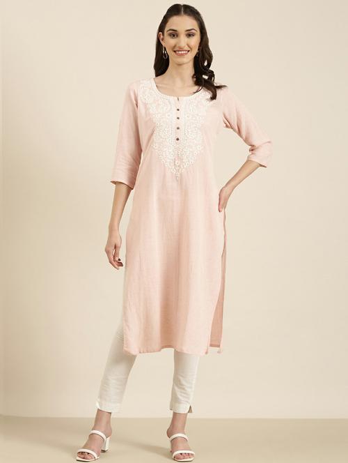 pink embroidered straight kurta - 20252623 - Very Small Image - 1