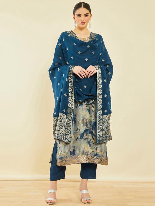 women abstract printed kurta pant set with dupatta - 20252684 - Very Small Image - 1
