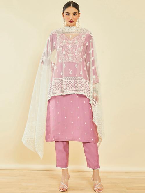 pink cotton blend suit set - 20252704 - Very Small Image - 1