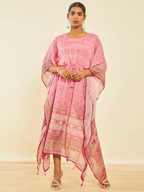 women pink color printed kaftan - 20252809 - Very Small Image - 1