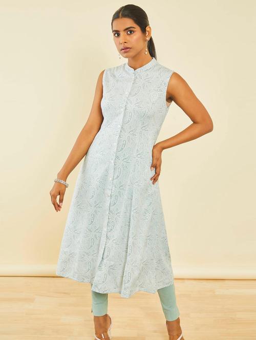 blue rayon aline kurta - 20252840 - Very Small Image - 1