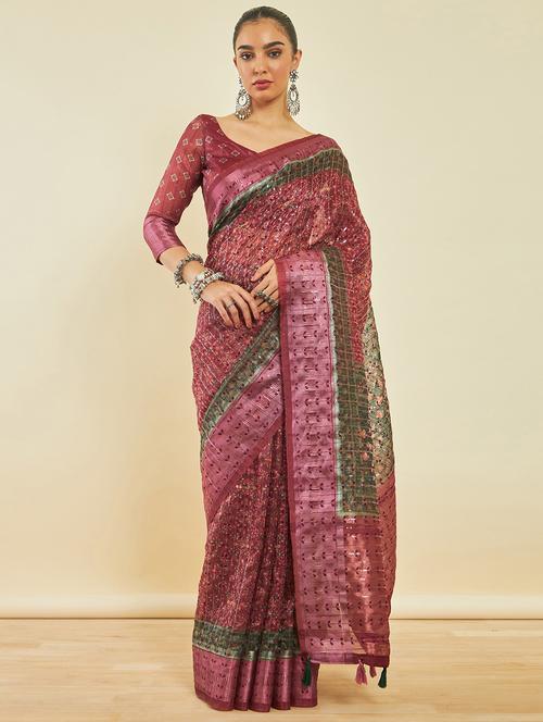 women's embellished saree with blouse - 20253103 - Very Small Image - 1