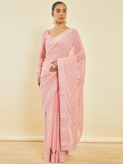 women's self design peach colored saree - 20253104 - Very Small Image - 1