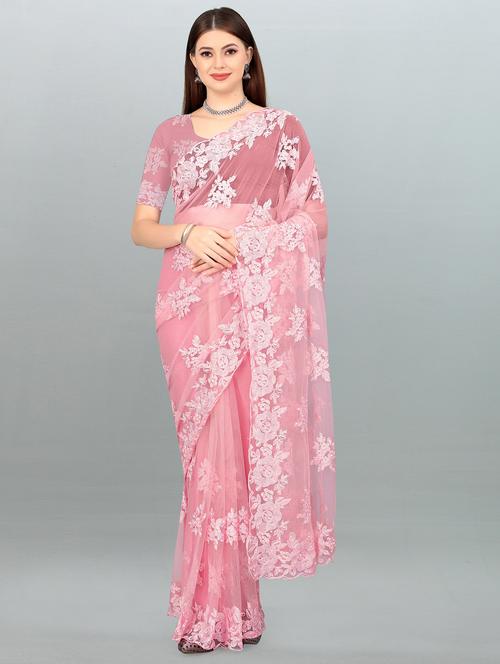 peach colored embroidered saree - 20253919 - Very Small Image - 1