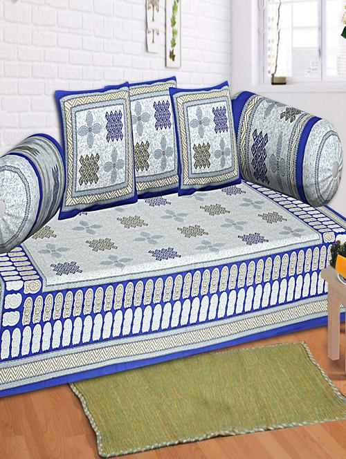 texstylers cotton jaipuri print traditional diwan set(pack of 6 pcs) - 20253994 - Very Small Image - 1