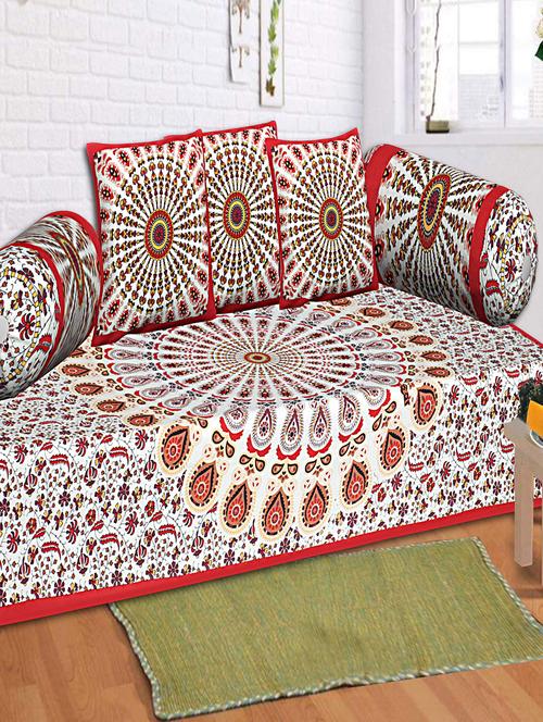 texstylers cotton jaipuri print traditional diwan set(pack of 6 pcs) - 20253997 - Very Small Image - 1
