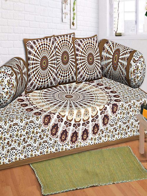 texstylers cotton jaipuri print traditional diwan set(pack of 6 pcs) - 20253998 - Very Small Image - 1