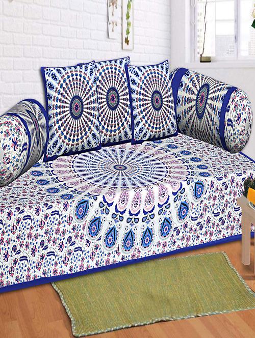 texstylers cotton jaipuri print traditional diwan set(pack of 6 pcs) - 20254000 - Very Small Image - 1