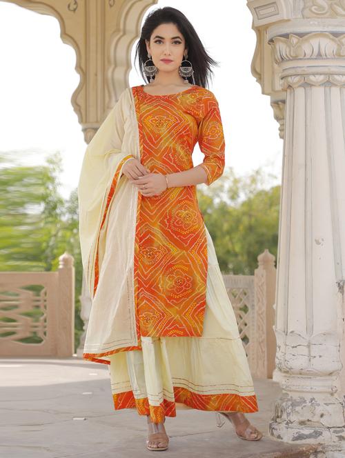 orange colored kurta skirt set - 20254555 - Very Small Image - 1