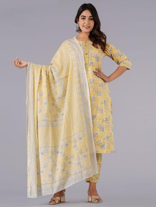 yellow colored kurta pant set - 20254571 - Very Small Image - 1