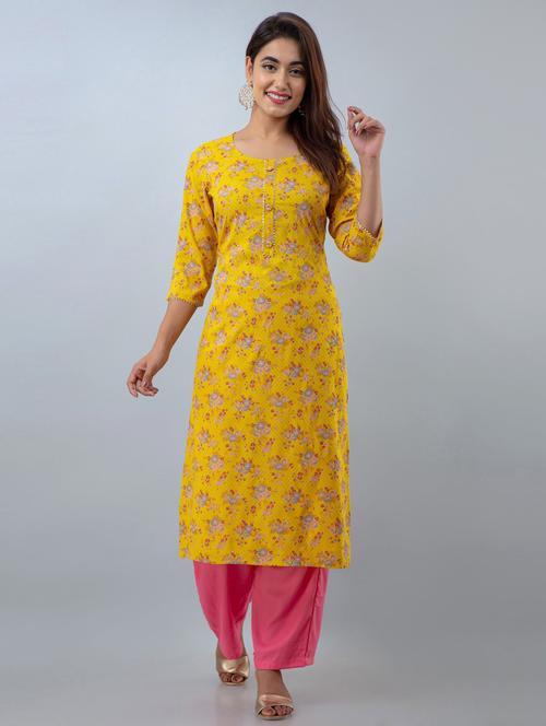 yellow colored kurta palazzo set - 20254577 - Very Small Image - 1