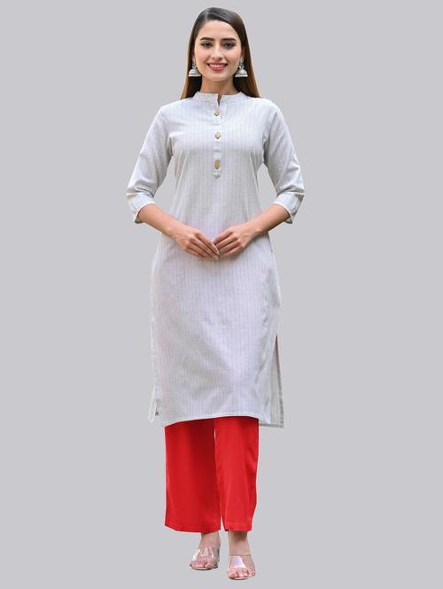 grey colored kurta palazzo set - 20254606 - Very Small Image - 1