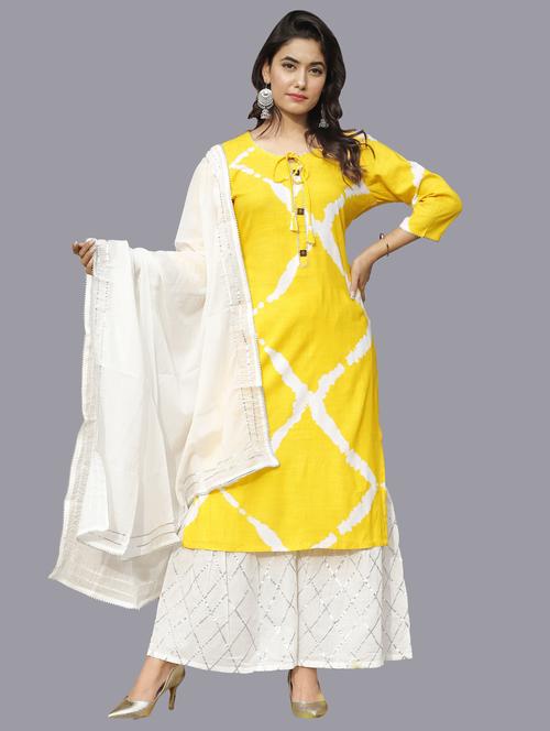 yellow colored kurta sharara set - 20254614 - Very Small Image - 1