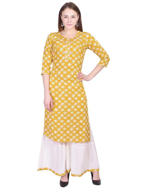 yellow colored kurta sharara set - 20254643 - Very Small Image - 1