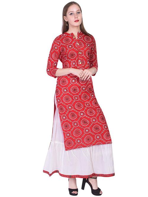 red colored kurta sharara set - 20254659 - Very Small Image - 1