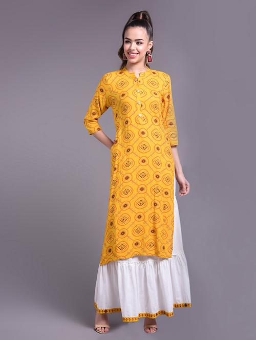 yellow colored kurta sharara set - 20254660 - Very Small Image - 1