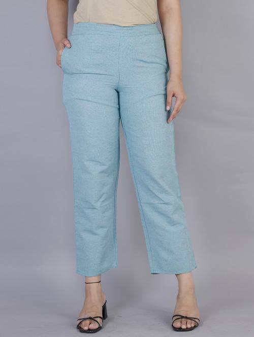 light blue solid trouser - 20254706 - Very Small Image - 1