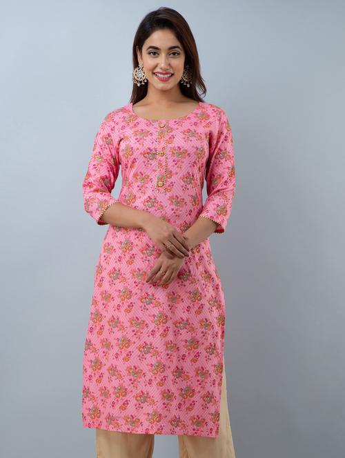 pink colored straight kurta - 20254713 - Very Small Image - 1