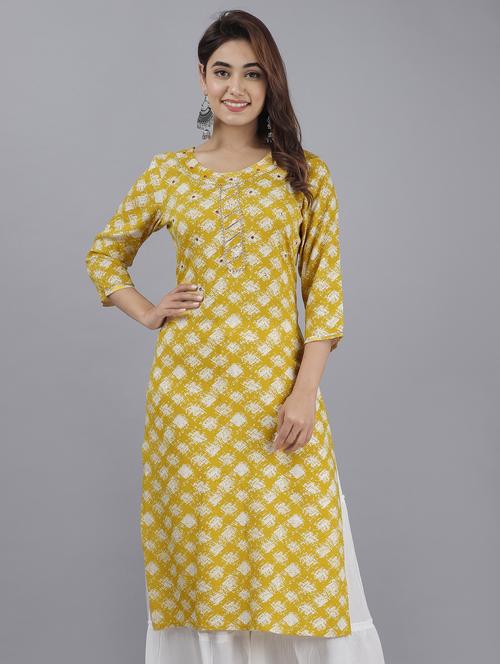 women round neck abdtract printed straight kurta - 20254758 - Very Small Image - 1