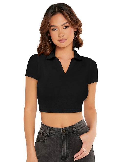 black solid crop top - 20255399 - Very Small Image - 1